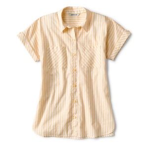 Orvis Light Yellow Striped Short Sleeve Shirt